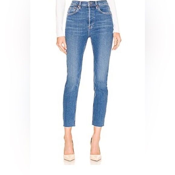 Re/Done 90s High Rise Ankle Crop French Blue 26 NEW